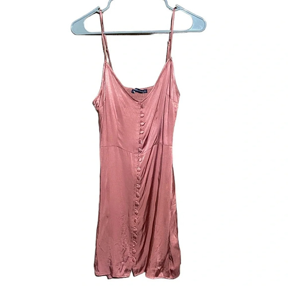 Abercrombie & Fitch Dresses & Skirts - NWT Abercrombie & Fitch Pink Satin Silky Button Front Mini Slip Dress Size Small